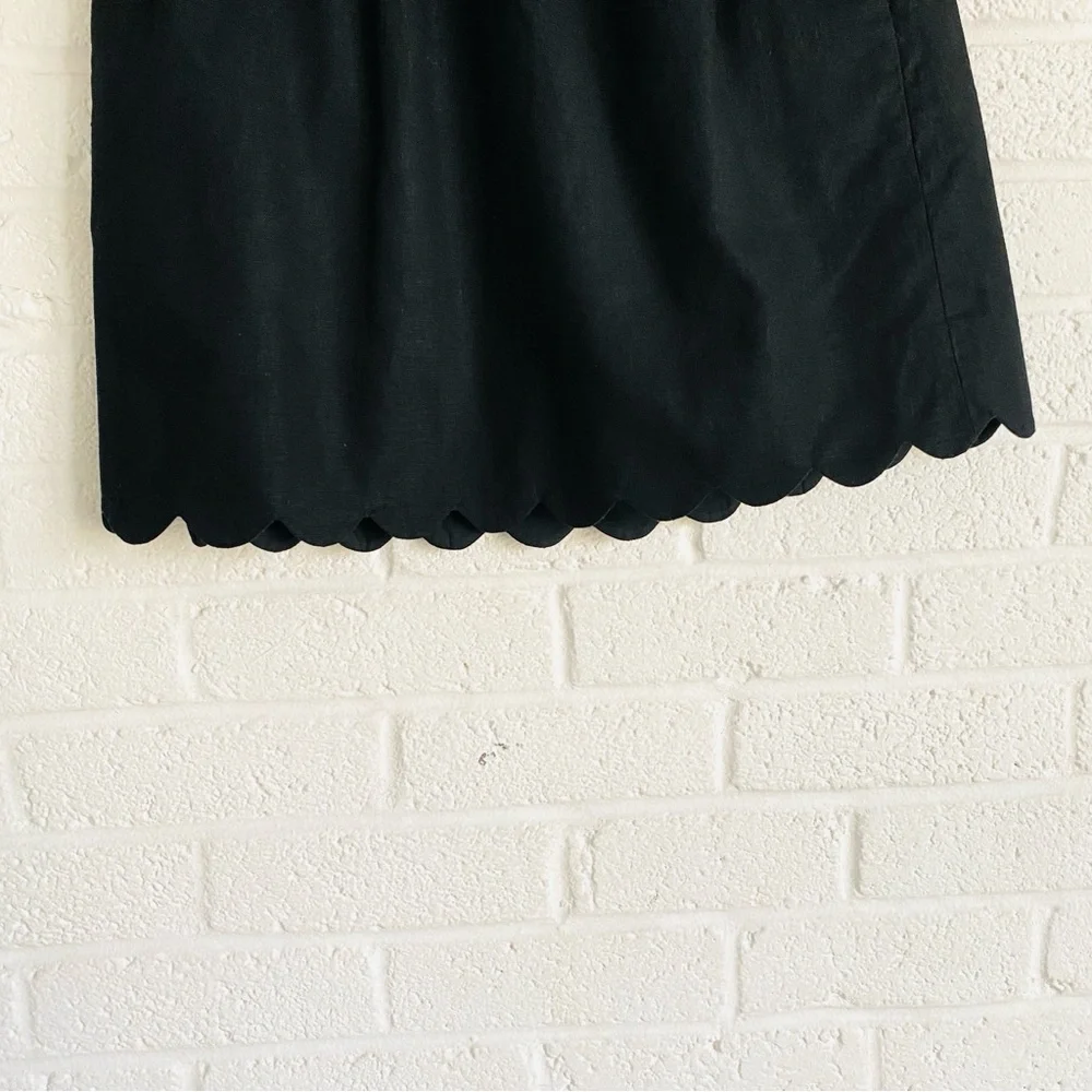 J.CREW FACTORY LINEN BLEND SKIRT SCALLOP HEM PAPERBAG WAIST SIZE 2 BLACK